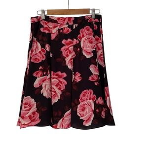 Kate Spade‎ Women's Rambling Roses Knee Length Flowy Crepe Skirt Size 8